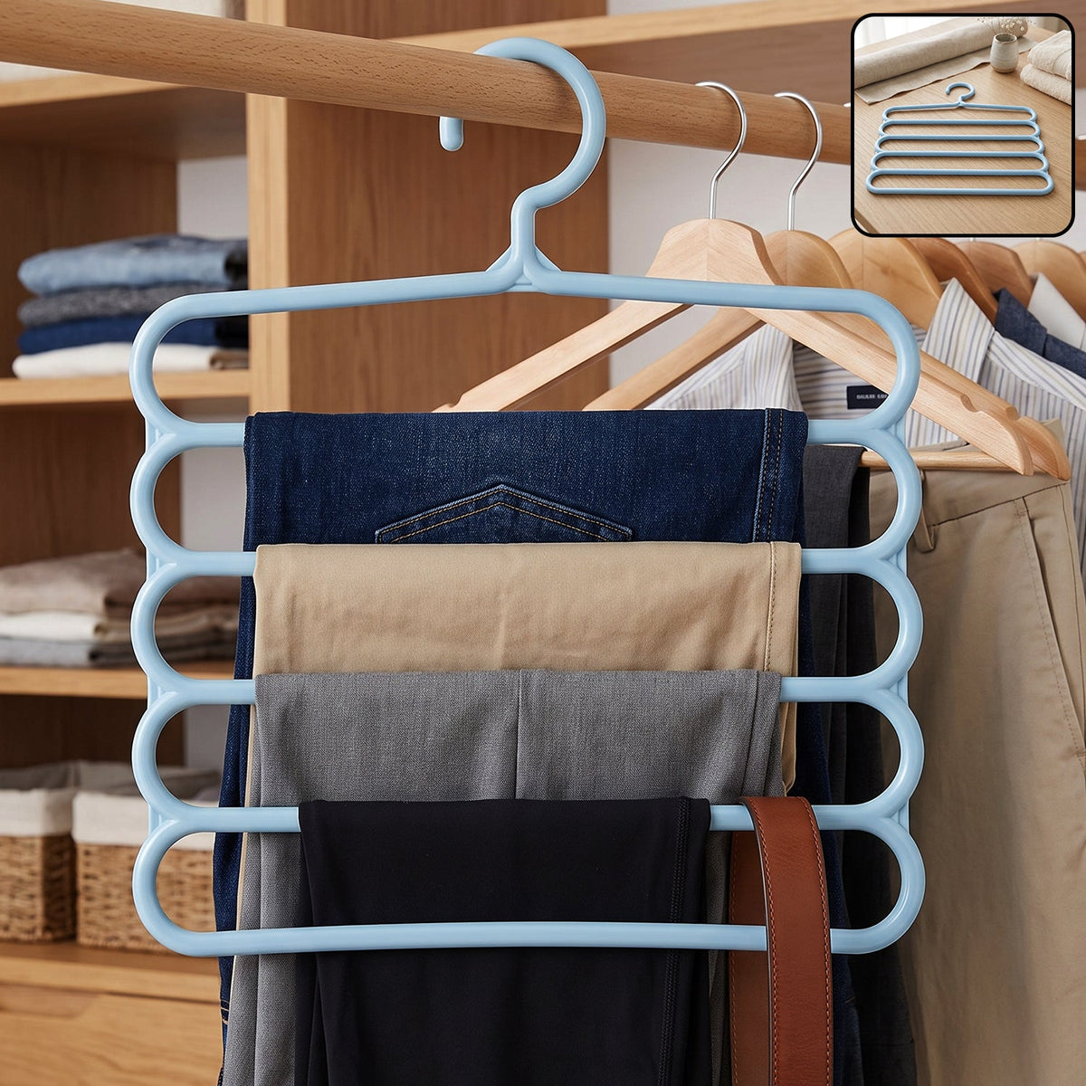 Small 5 in 1 plastic hanger multi layer trouser organizer