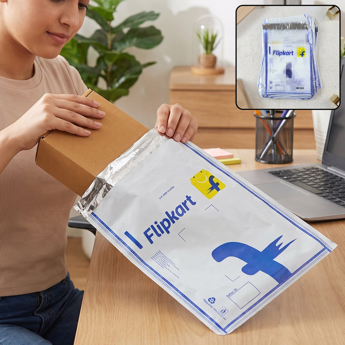 Flipkart Courier Bags 6 x 8 Inch Pack of 100 Tamper Proof Polybags